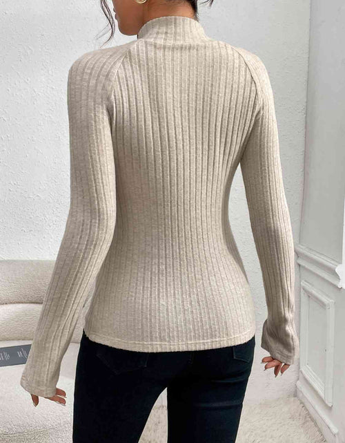 Load image into Gallery viewer, Cutout Mock Neck Long Sleeve Blouses
