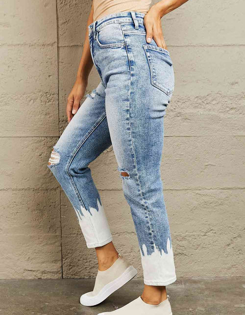 Load image into Gallery viewer, BAYEAS High Waisted Distressed Painted Cropped Skinny Jeans
