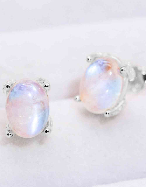 Load image into Gallery viewer, Natural Moonstone 4-Prong Stud Earrings
