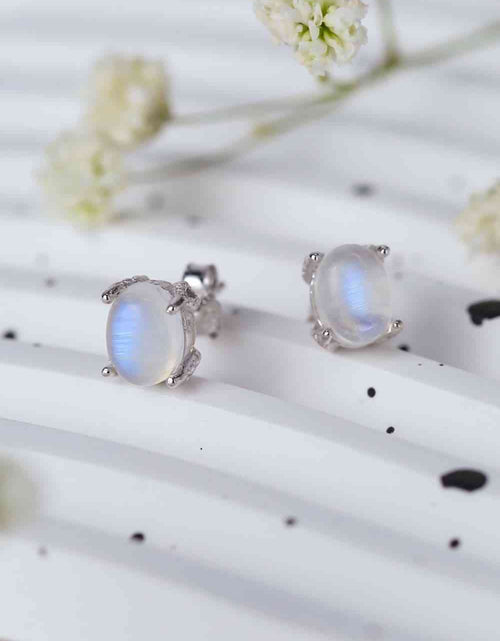 Load image into Gallery viewer, High Quality Natural Moonstone 925 Sterling Silver Stud Earrings
