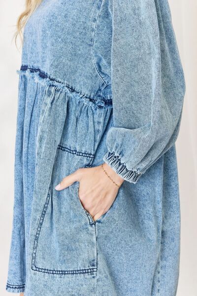 Load image into Gallery viewer, HEYSON Full Size Oversized Denim Babydoll Dress
