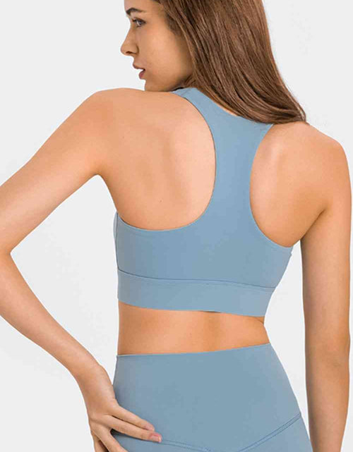 Load image into Gallery viewer, Zip Up Racerback Sports Bra
