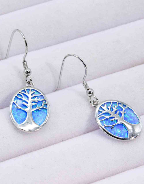 Load image into Gallery viewer, Opal Blue Platinum-Plated Drop Earrings
