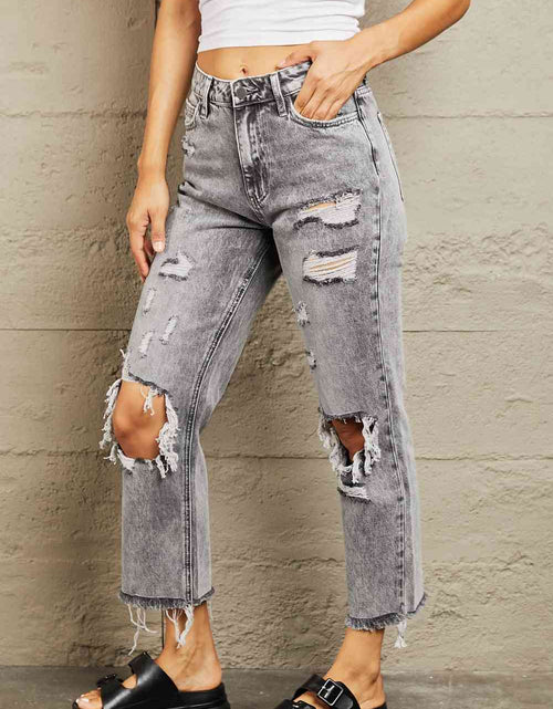 Load image into Gallery viewer, BAYEAS Acid Wash Distressed Straight Jeans
