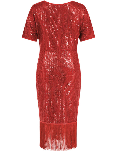 Load image into Gallery viewer, Tassel Sequin Short Sleeve Dress
