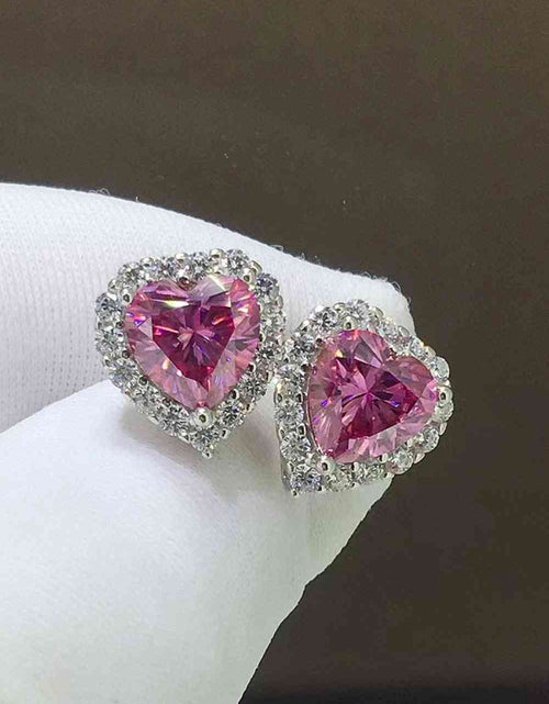 Load image into Gallery viewer, 2 Carat Moissanite Heart-Shaped Earrings
