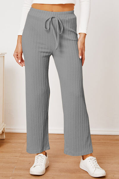 Load image into Gallery viewer, Textured Elastic Waist Straight Pants
