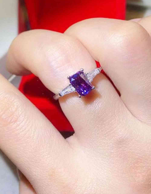 Load image into Gallery viewer, 1 Carat Moissanite Platinum-Plated Rectangle Ring in Purple
