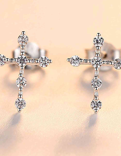 Load image into Gallery viewer, Zircon Cross 925 Sterling Silver Earrings
