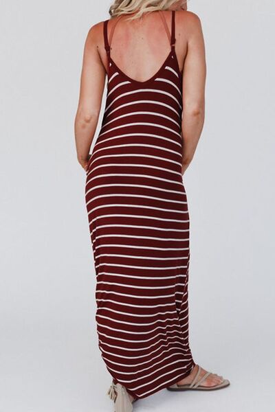 Load image into Gallery viewer, Pocketed Striped Scoop Neck Maxi Cami Dress
