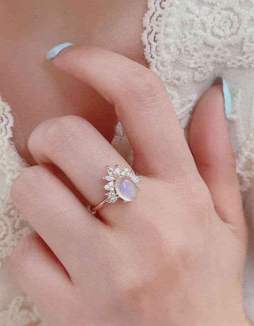 Load image into Gallery viewer, High Quality Natural Moonstone 18K Rose Gold-Plated 925 Sterling Silver Ring
