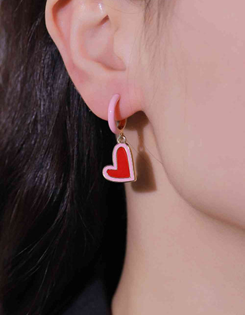 Load image into Gallery viewer, 5-Pair Wholesale Contrast Heart-Shaped Drop Earrings
