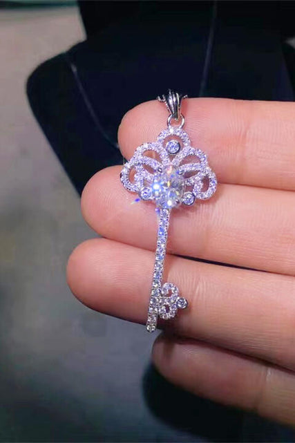 Load image into Gallery viewer, 1 Carat Moissanite Key Pendant Necklace
