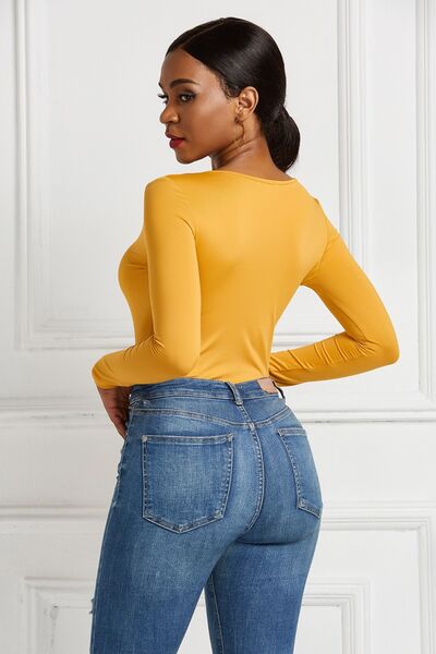 Load image into Gallery viewer, Half Zip Scoop Neck Long Sleeve Bodysuit
