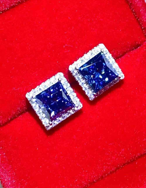 Load image into Gallery viewer, 925 Sterling Silver 4 Carat Moissanite Square Earrings
