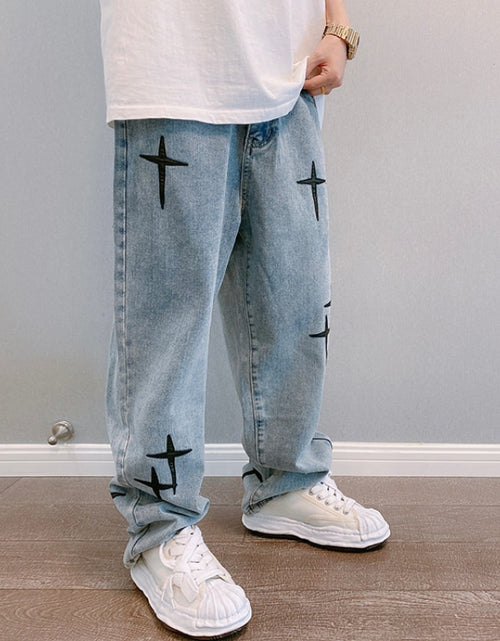 Load image into Gallery viewer, Embroidered Jeans Men&#39;s Straight Loose
