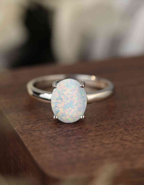 Load image into Gallery viewer, 925 Sterling Silver Opal Solitaire Ring
