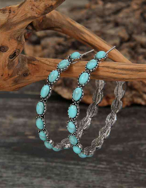 Load image into Gallery viewer, Artificial Turquoise C-Hoop Earrings
