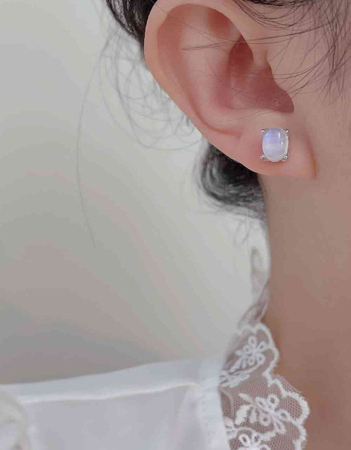 Load image into Gallery viewer, High Quality Natural Moonstone 925 Sterling Silver Stud Earrings
