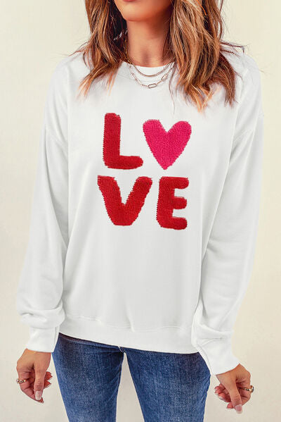 Load image into Gallery viewer, LOVE Round Neck Dropped Shoulder Sweatshirt
