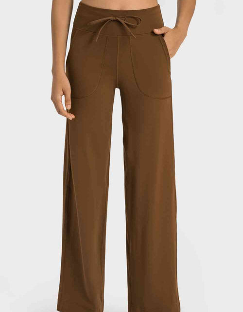 Load image into Gallery viewer, Drawstring Waist Wide Leg Sports Pants with Pockets
