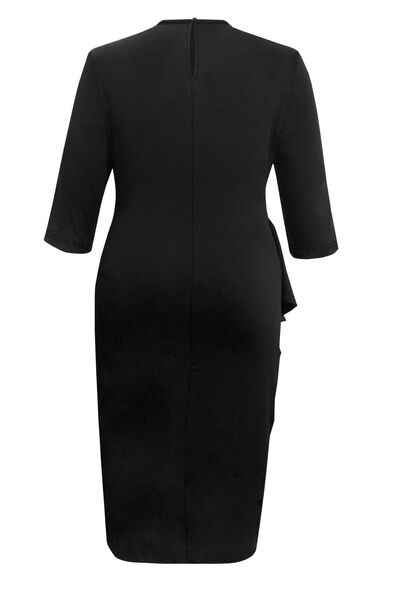 Load image into Gallery viewer, Plus Size Ruffle Trim Round Neck Long Sleeve Dress
