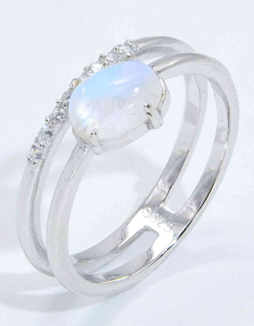 Load image into Gallery viewer, Natural Moonstone and Zircon Double-Layered Ring
