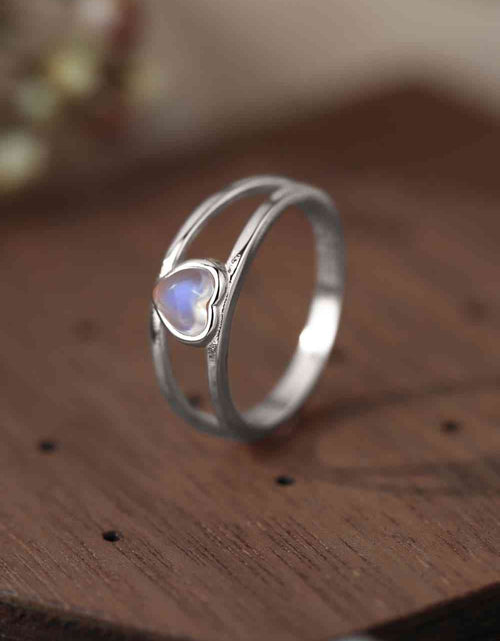 Load image into Gallery viewer, Moonstone Heart 925 Sterling Silver Ring
