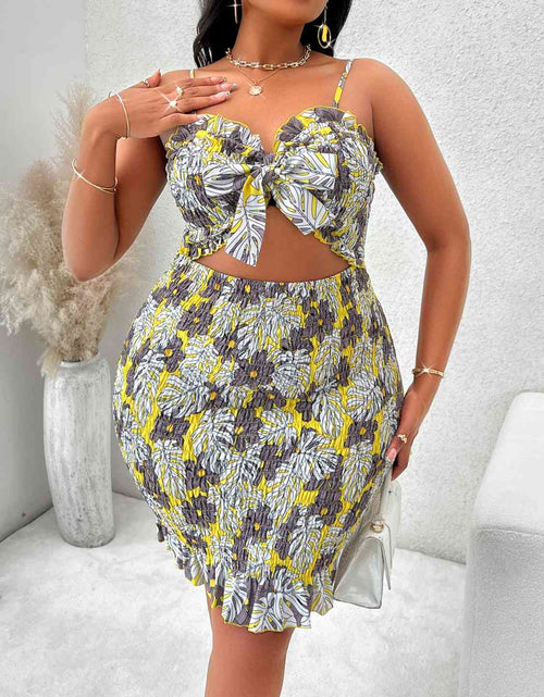 Load image into Gallery viewer, Plus Size Spaghetti Strap Cutout Ruffle Hem Dress
