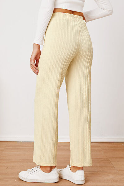 Load image into Gallery viewer, Textured Elastic Waist Straight Pants
