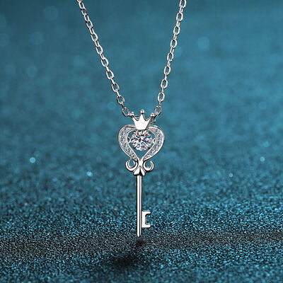 Load image into Gallery viewer, Key Shape Moissanite 925 Sterling Silver Necklace
