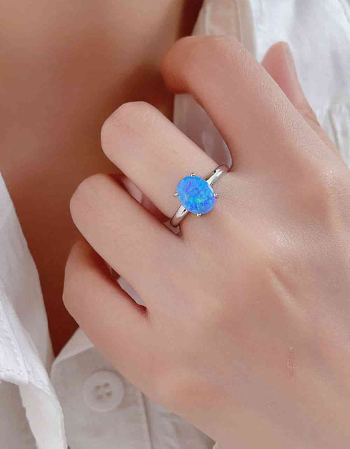 Load image into Gallery viewer, 925 Sterling Silver Opal Solitaire Ring
