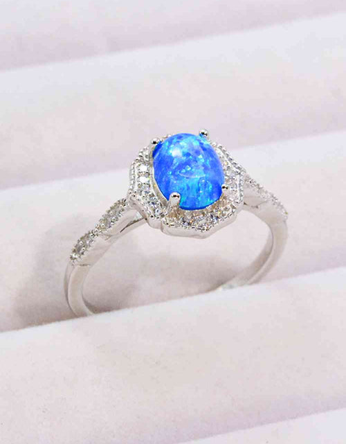 Load image into Gallery viewer, Opal and Zircon 925 Sterling Silver Ring
