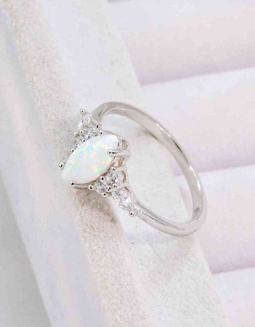 Load image into Gallery viewer, Opal and Zircon Platinum-Plated Ring
