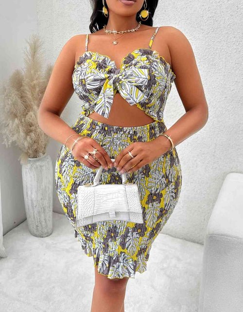 Load image into Gallery viewer, Plus Size Spaghetti Strap Cutout Ruffle Hem Dress
