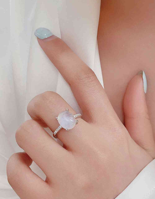 Load image into Gallery viewer, High Quality Natural Moonstone 925 Sterling Silver Side Stone Ring
