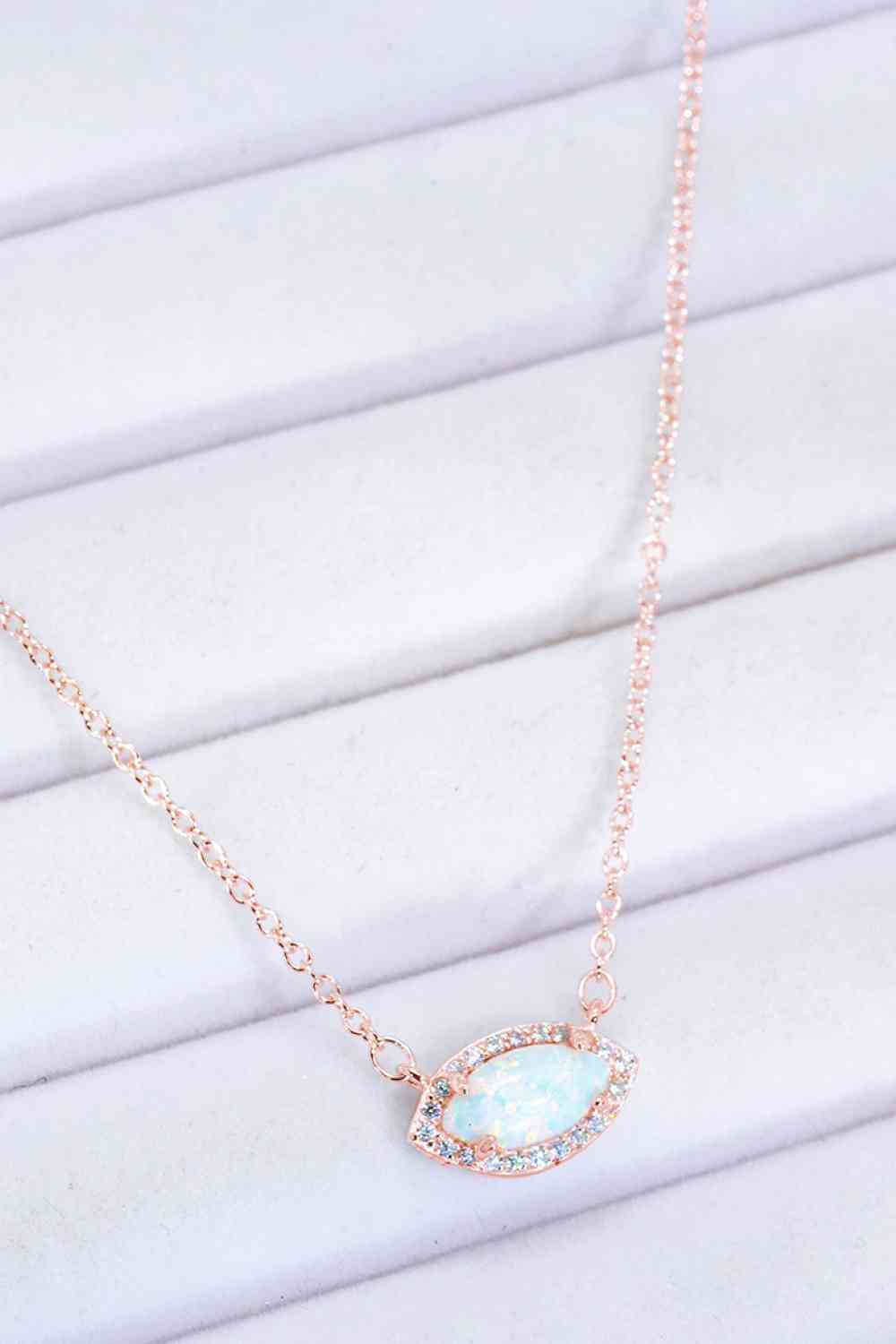 18k Rose Gold-Plated Opal Pendant Necklace