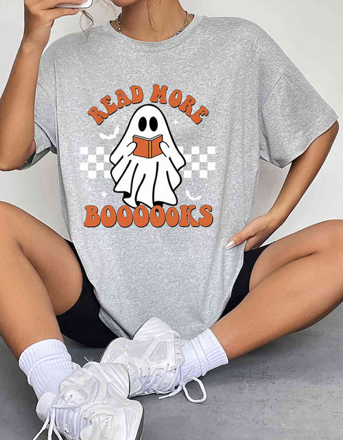 Load image into Gallery viewer, Round Neck Short Sleeve Ghost Graphic T-Shirt
