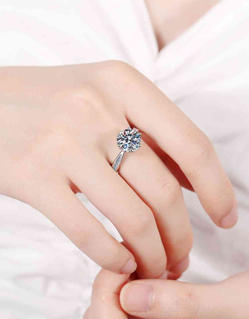 Load image into Gallery viewer, 3 Carat Moissanite Rhodium-Plated Side Stone Ring
