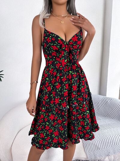 Load image into Gallery viewer, Printed Plunge Cap Sleeve Cami Dress
