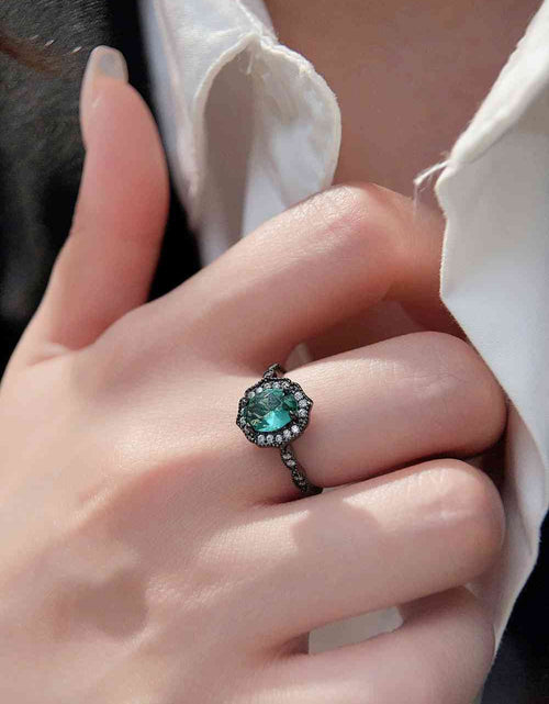 Load image into Gallery viewer, 925 Sterling Silver Paraiba Blue Zircon 4-Prong Ring
