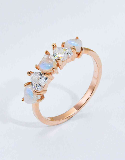 Load image into Gallery viewer, Moonstone and Zircon Heart Ring
