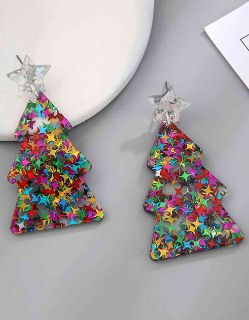 Load image into Gallery viewer, Christmas Tree Acrylic Earrings
