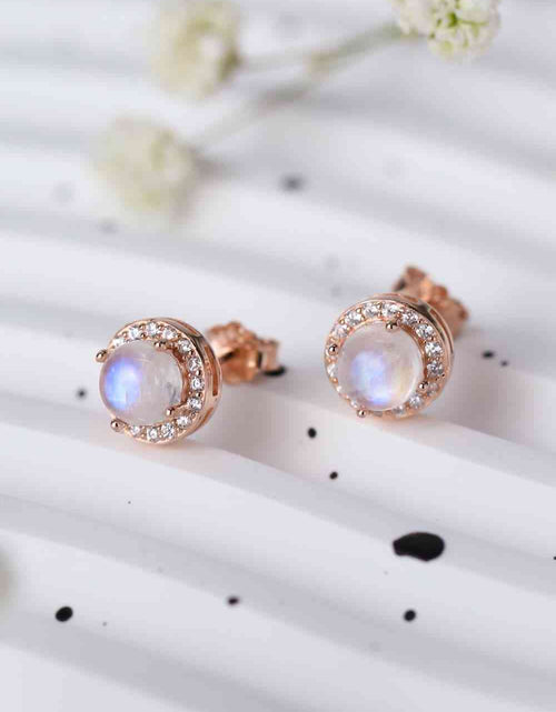 Load image into Gallery viewer, High Quality Natural Moonstone 925 Sterling Silver Stud Earrings
