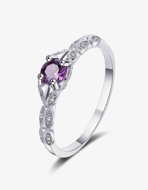 Load image into Gallery viewer, Inlaid Amethyst 4-Prong Ring
