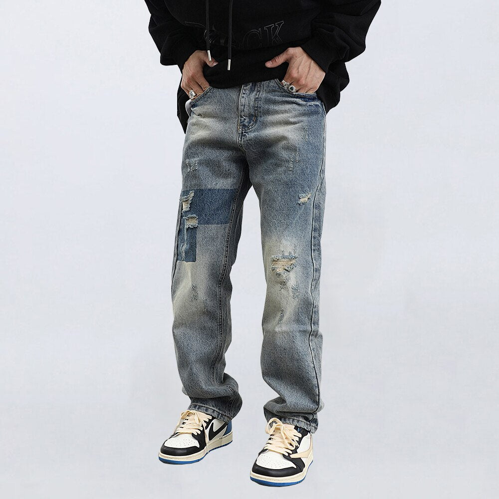 Men's Ripped Retro Loose Jeans