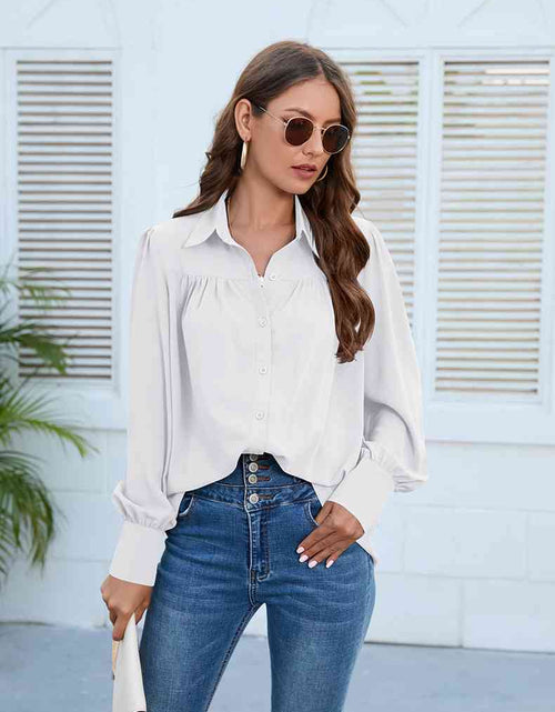 Load image into Gallery viewer, Puff Sleeve Collared Neck Shirt
