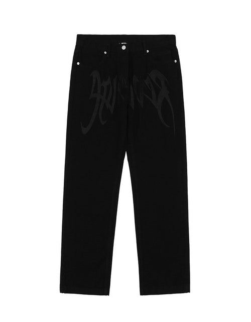 Load image into Gallery viewer, Men&#39;s Loose Black Street Jeans
