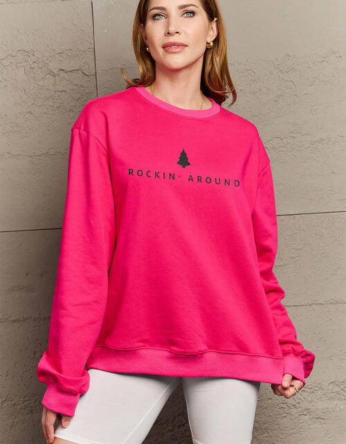 Load image into Gallery viewer, Simply Love Full Size ROCKIN AROUND  Long Sleeve Sweatshirt
