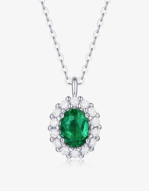 Load image into Gallery viewer, 1.5 Carat Lab-Grown Emerald 925 Sterling Silver Necklace
